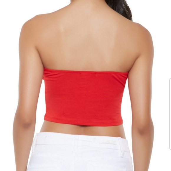 ❤Nwt Gold Zip Ring Red Crop Top L - Picture 2 of 6